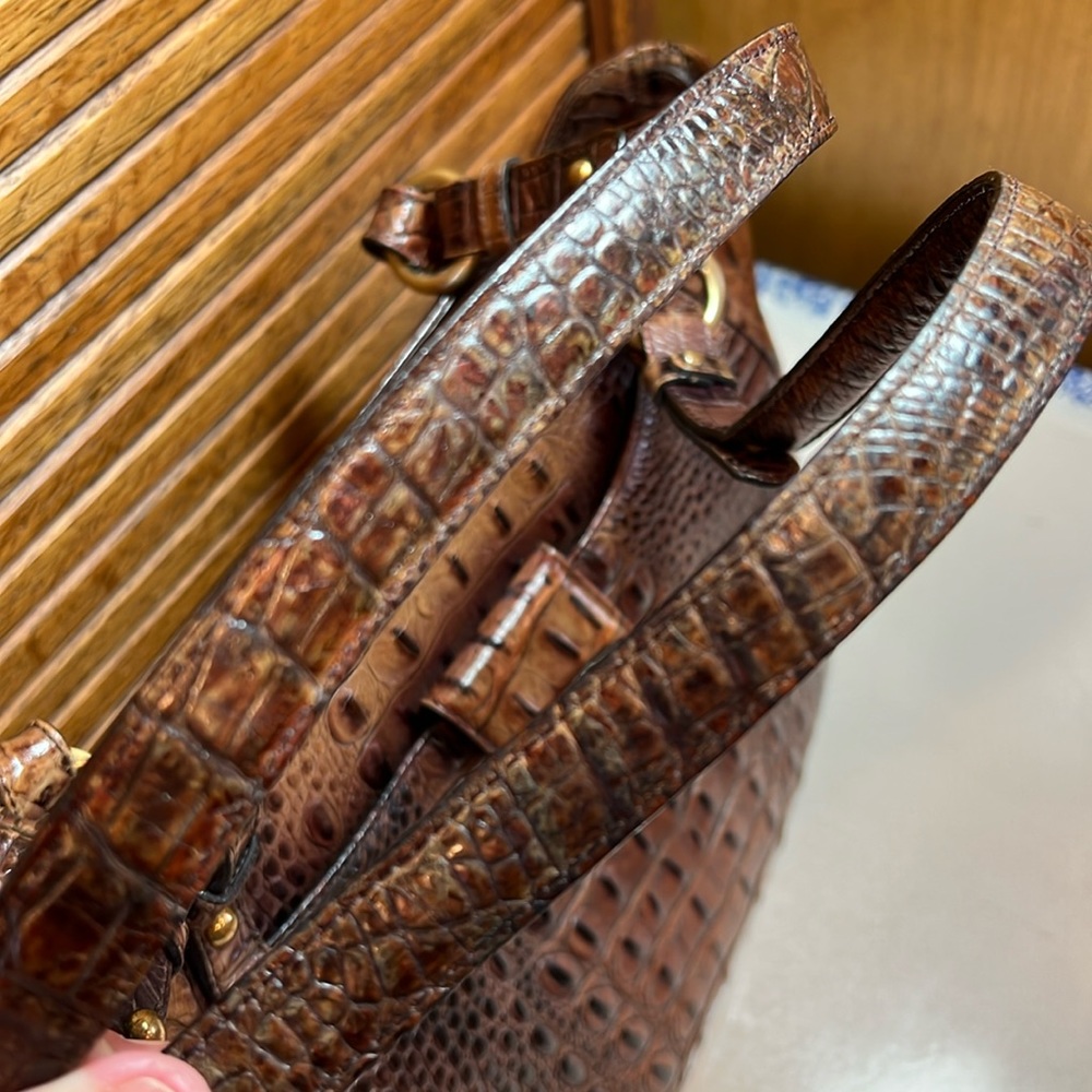 Brahmin Colette Melbourne croc embossed leather in pecan brown shoulder bag - Picture 8 of 17